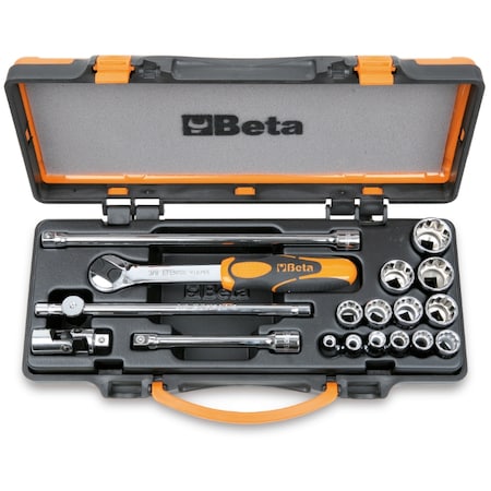 Beta 910AS/C13 13-Piece 3/8 in Drive Socket and Accessories Set with Case 009100925